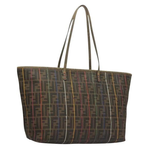 FENDI Zucca Canvas Tote Bag Brown Black - Picture 1 of 12
